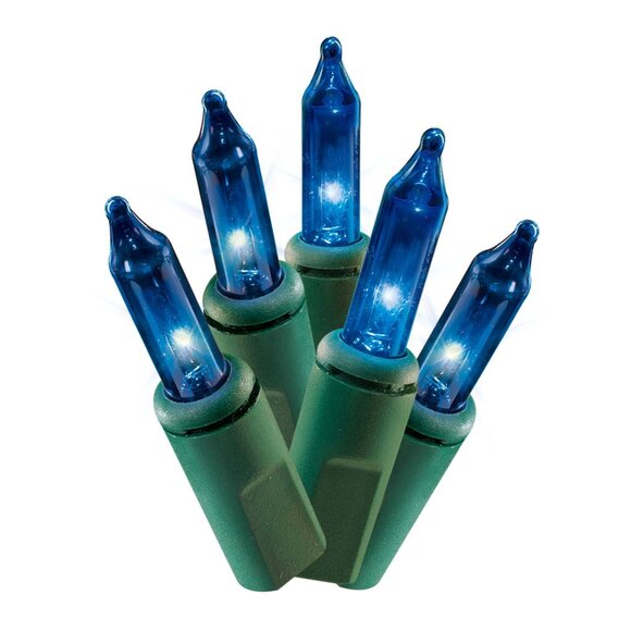 Holiday Time 100 Blue Mini Lights With Green Wire 23 Ft L Indoor/Outdoor UL Cert - Picture 2 of 5